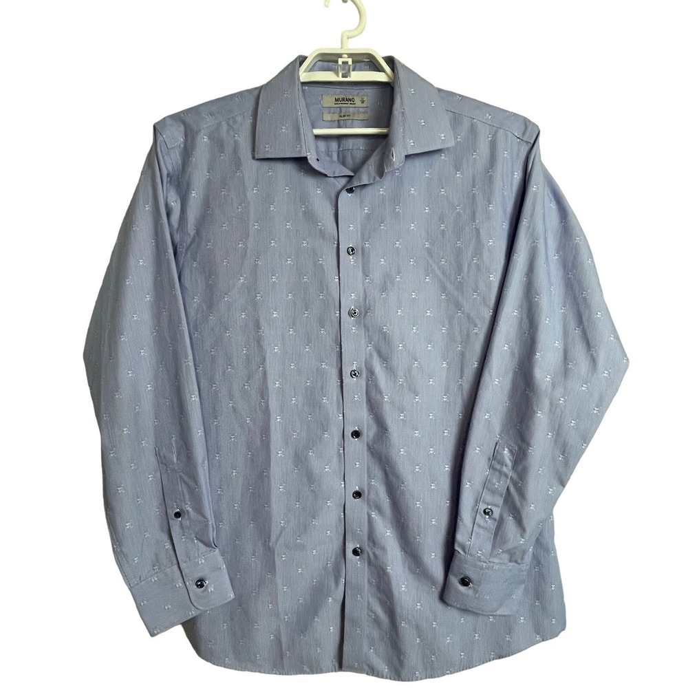 Murano Blue Skull Stripe Shirt 17‎ 35 Modern Edgy Statement